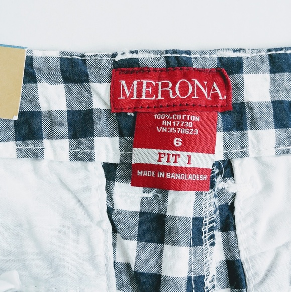 NWT Merona Gingham Navy & White Shorts - Picture 7 of 8
